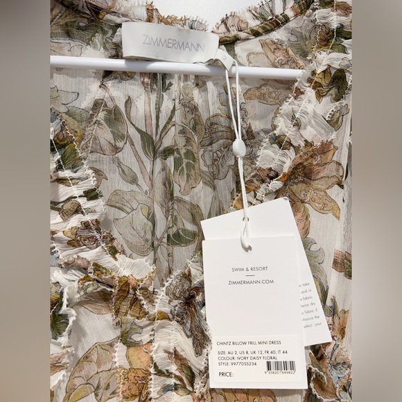 NWT AU2 Zimmermann Chintz Floral Frill Minidress - Picture 15 of 16